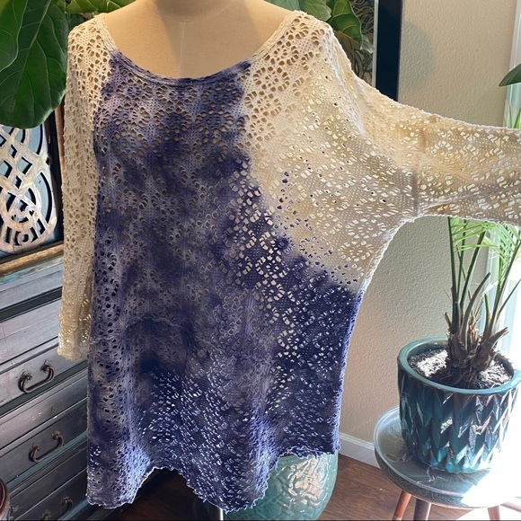 Free People mixed tie dye tunic cover up top - Picture 2 of 12